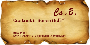 Csetneki Bereniké névjegykártya